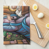 Nativity Stained Glass Art – Holy Family Christmas Theedoek (Quarter Fold)