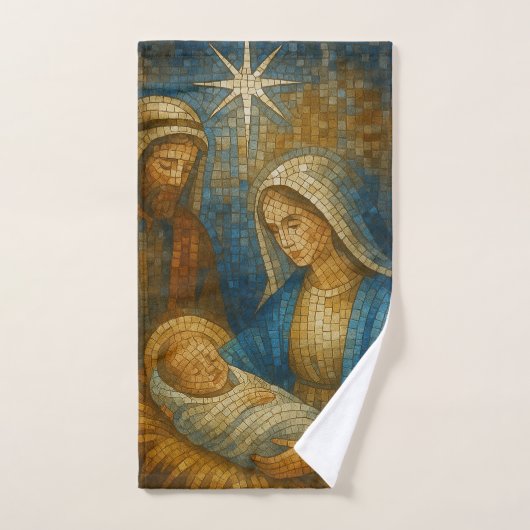 Nativity Stained Glass Mosaic | Holy Family  Bad Handdoek (Handdoek)