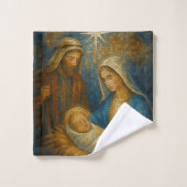 Nativity Stained Glass Mosaic | Holy Family  Bad Handdoek (Wasdoekje)