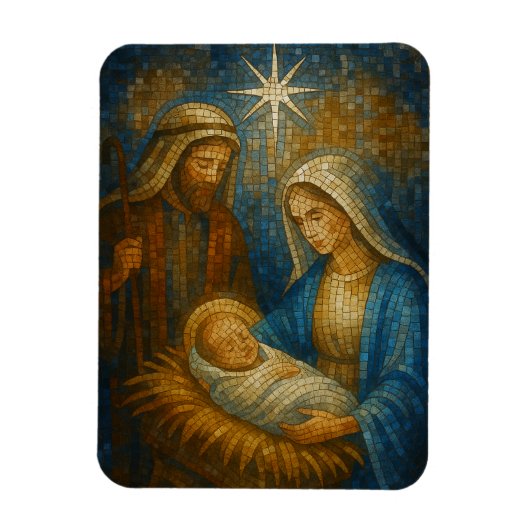 Nativity Stained Glass Mosaic | Holy Family Magneet (Verticaal)