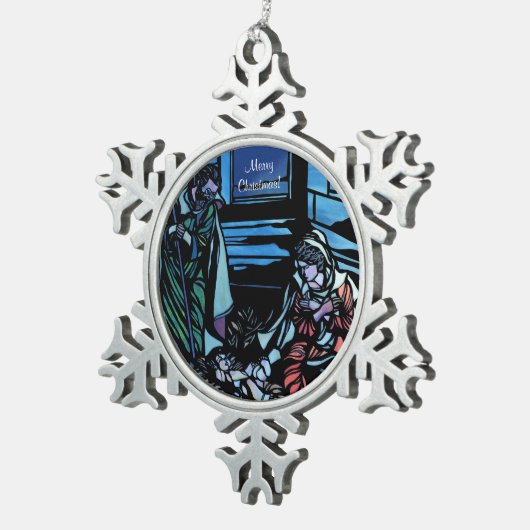 Nativity Tin Sneeuwvlok Ornament (Rechts)