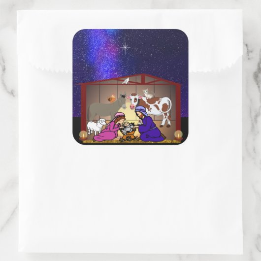 Nativity Vierkante Sticker (Tas)