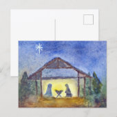 Nativity watercolor briefkaart (Voorkant / Achterkant)