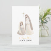 Nativity Watercolor Christmas Card with Letter Feestdagenkaart (Staand voorkant)