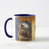 NATIVITYMONOGRAM KERSTPERKAMENT Blauwe Gem Mok (Links)