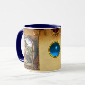 NATIVITYMONOGRAM KERSTPERKAMENT Blauwe Gem Mok (Voorkant links)