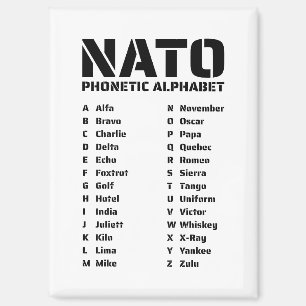 NATO Fonetisch Alfabet Chart Magneet