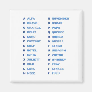 NATO Phonetic Alphabet ALFA - ZULU Magneet