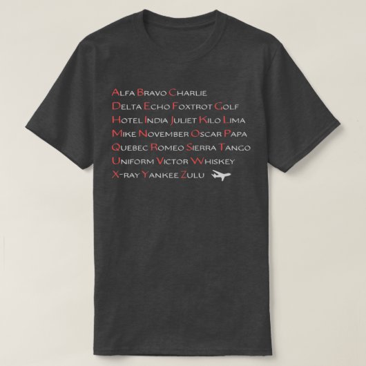 NATO Phonetic Alphabet T T-shirt (Design voorkant)