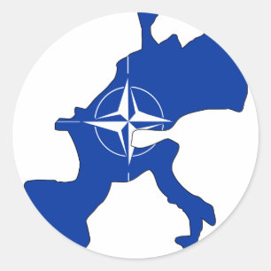 Nato vlag kaart ronde sticker
