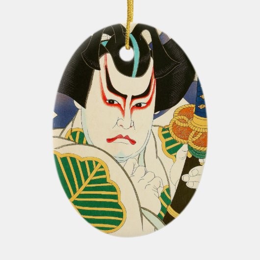 Natori Shunsen Bando Hikosaburo 36 Kabuki Keramisch Ornament (Voorkant)