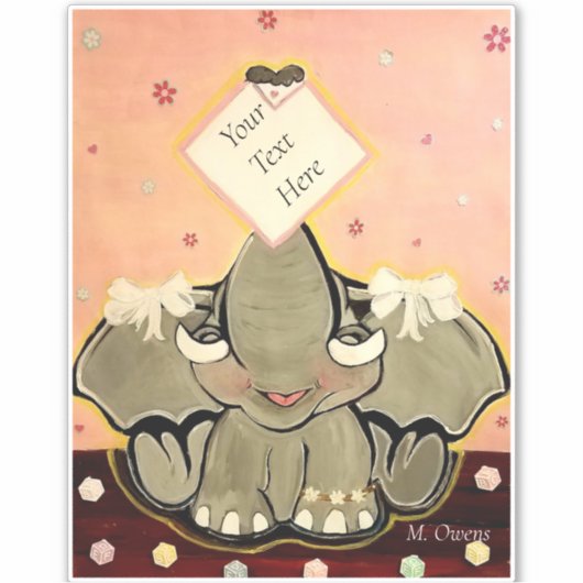 Natosha, de olifant, 8 x 8 inch sticker (Voorkant)