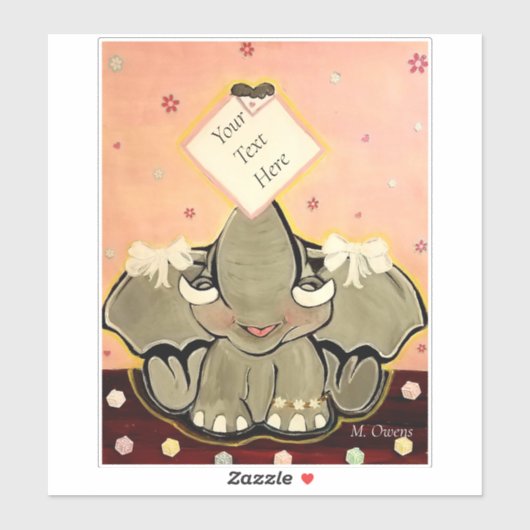 Natosha, de olifant, 8 x 8 inch sticker (Vel)