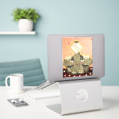 Natosha, de olifant, 8 x 8 inch sticker (Laptop op bureau)