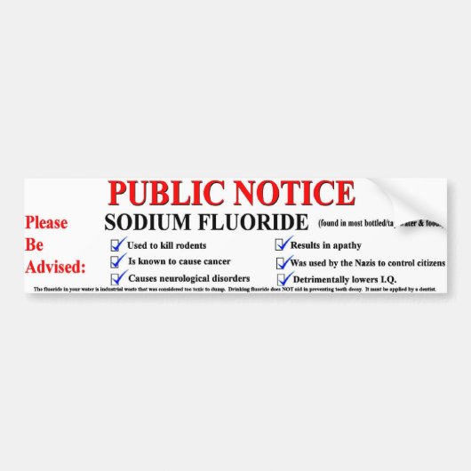 Natriumfluoride Bumpersticker (Voorkant)
