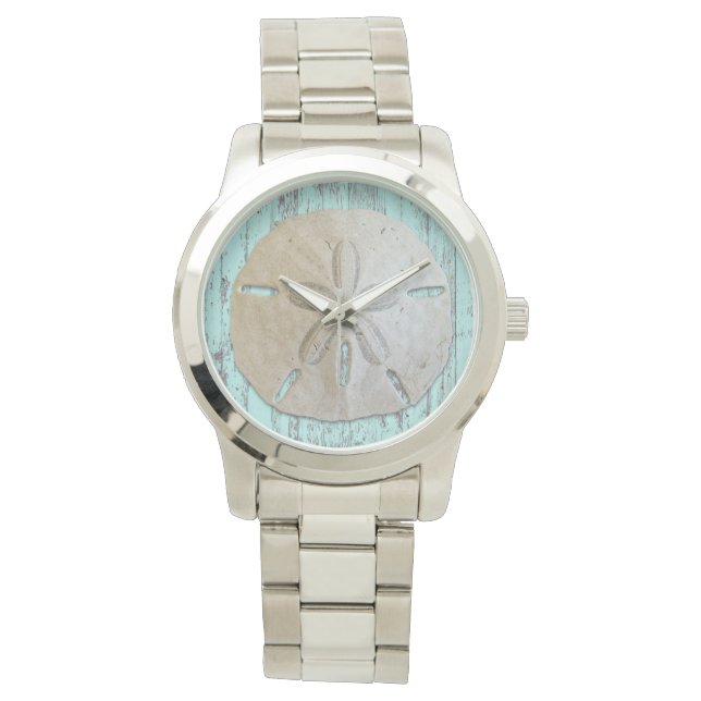 Natriumzand Dollar Blue Beach Hood Rustig Horloge (Voorkant)