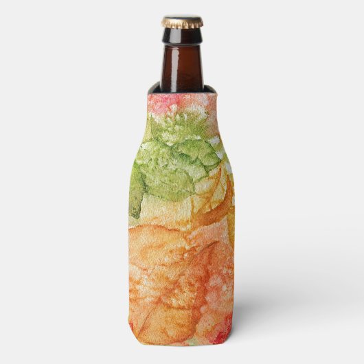 Natte bladeren in de herfst flesjeskoeler (Fles Voorkant)