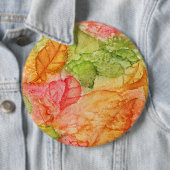 Natte bladeren in de herfst ronde button 6,0 cm (In situ)