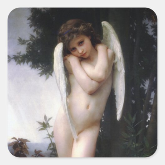 Natte Cupid (L'Amour Mouillé) Vierkante Sticker (Voorkant)