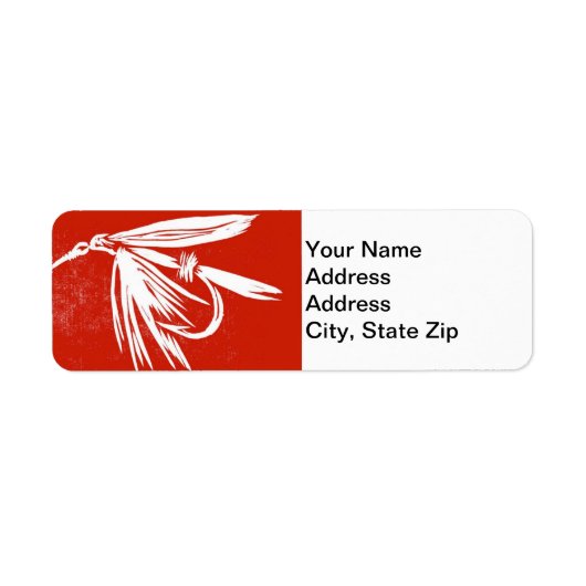 "Natte Fly Red"-forel — label voor retouradres (Voorkant)