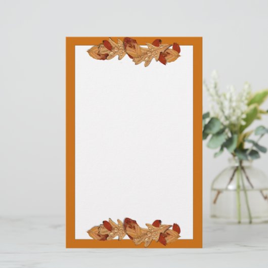 Natte herfstbladeren briefpapier (Staand voorkant)