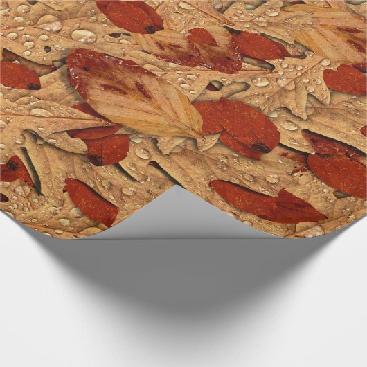 Natte herfstbladeren cadeaupapier (Hoek)