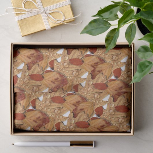 Natte herfstbladeren tissuepapier (Geschenk)