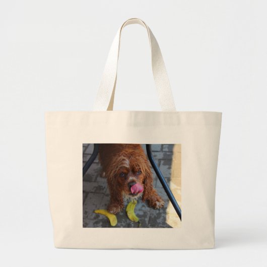 Natte hond met een Banaan Grote Tote Bag (Voorkant)