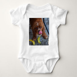 Natte Hond met een Banaan Romper