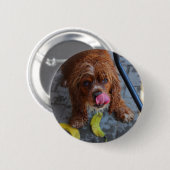 Natte hond met een Banaan Ronde Button 5,7 Cm (Voorkant /achterkant)