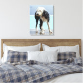 Natte hond op een zwembad canvas afdruk (Insitu (Slaapkamer))