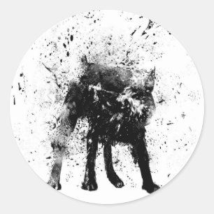 natte hond ronde sticker