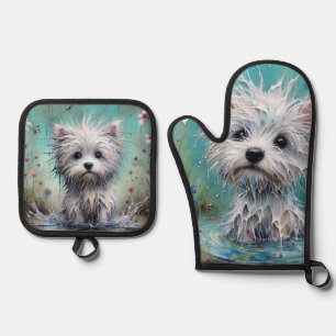 Natte Honden 2 Ovenwant & Pannenlap Set