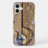  natte houtafbeelding Aangepaste naam iPhone Hoesje (Achterkant)