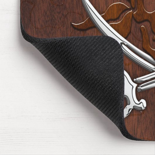 Natte Houten Mahonie Piratenschedel Staal Muismat (Hoek)