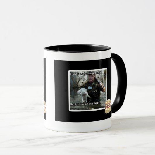 Natte kat en pistool mok (Voorkant rechts)