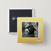 Natte kat en pistool vierkante button 5,1 cm (Voorkant /achterkant)