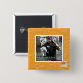 Natte kat en pistool vierkante button 5,1 cm (Voorkant /achterkant)