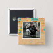 Natte kat en pistool vierkante button 5,1 cm (Voorkant /achterkant)