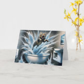 Natte kat Verjaardag Humor Kaart (Gele Bloem)