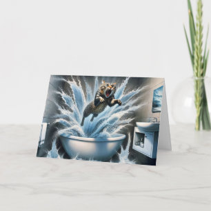 Natte kat Verjaardag Humor Kaart