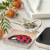 Natte ladybug sleutelhanger (Voorkant Rechts)