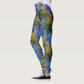 Natte look blauw geel zeemeermin fantasie draak sc leggings (Links)