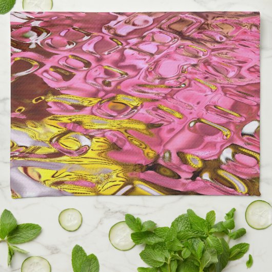 Natte look Roze Abstracte reflectie Theedoek (Gevouwen)