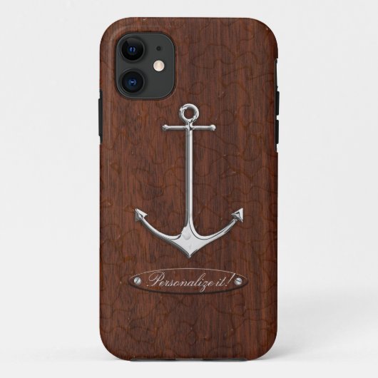 Natte mahoniehouten ankerstaal Case-Mate iPhone case (Achterkant)