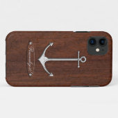 Natte mahoniehouten ankerstaal Case-Mate iPhone case (Achterkant (horizontaal))