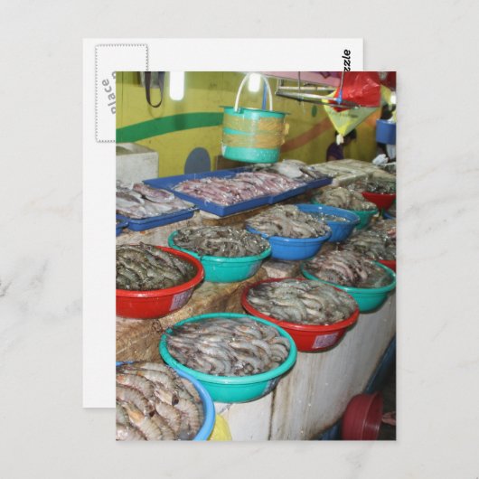 Natte markt briefkaart (Voorkant / Achterkant)