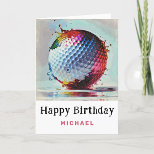 ** Natte Metallic AP94 golfbal Verjaardag Kaart