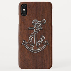 Natte nautische mahoniehouten ankerstaal iPhone XS max hoesje