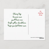 Natte paardebloem Briefkaart- juichen of elke gele Briefkaart (Achterkant)